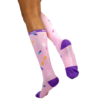 Zayaan Health Here 2 Care Compression Socks, Pink, PR BLZH-CSHN-6P